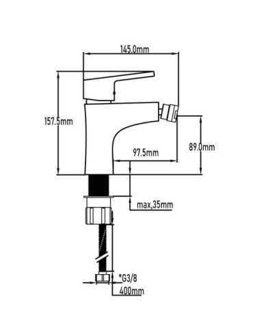 Grifo monomando de bidet serie black Bidasoa 2