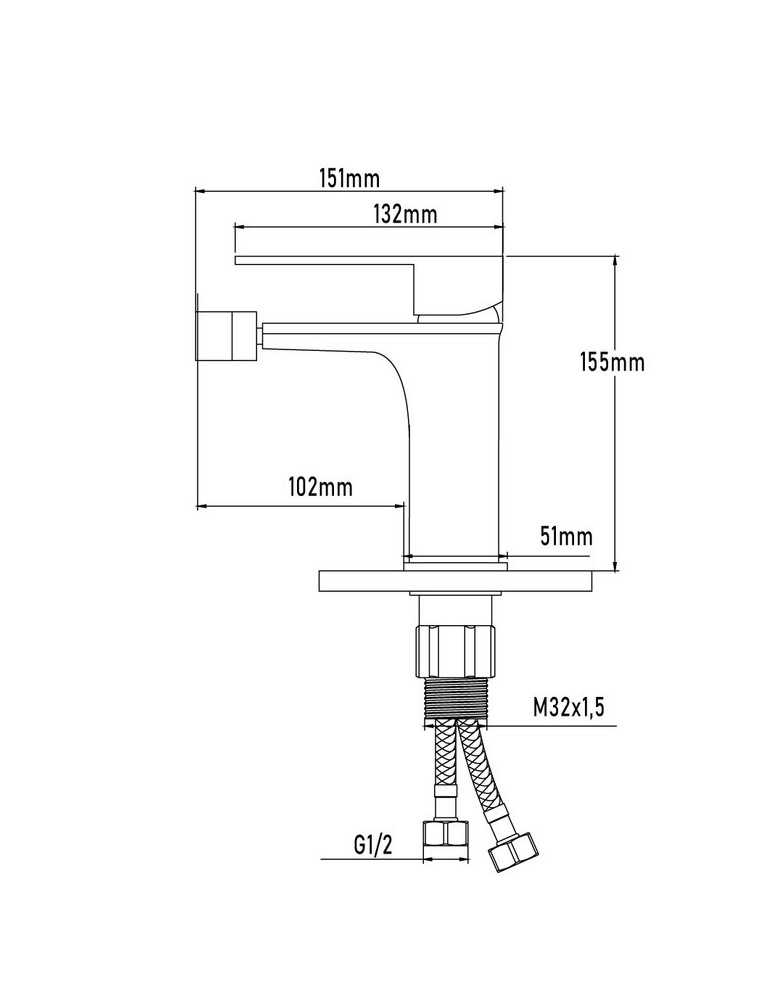 Grifo monomando de bidet en color cromo serie Kizu