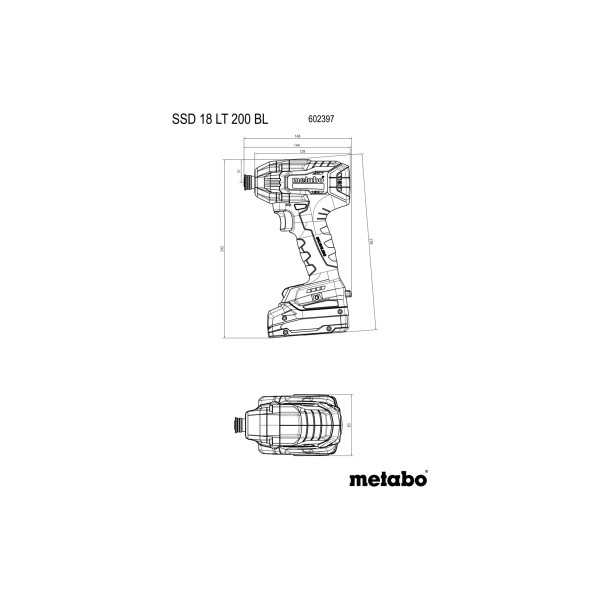 Atornillador de Impacto de bateria SSD 18 LT 200 BL METABO
