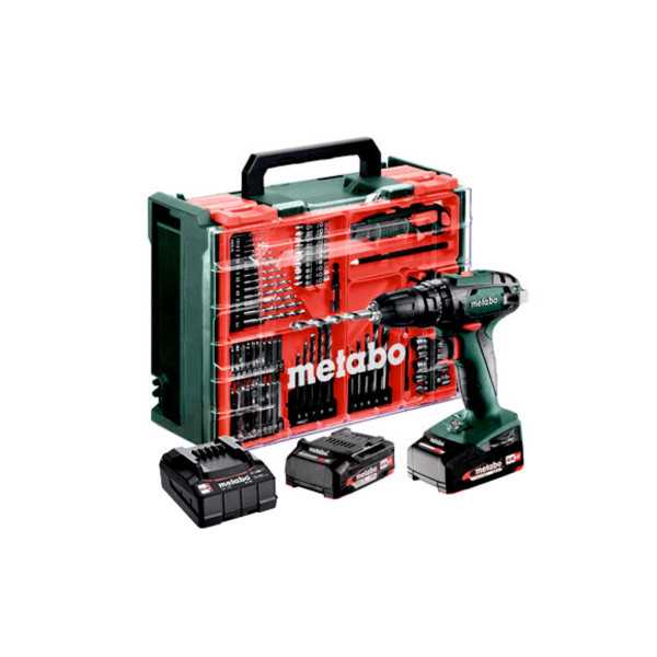 Taladro - Atornillador de Percusion de bateria SB 18 Set Taller portatil METABO