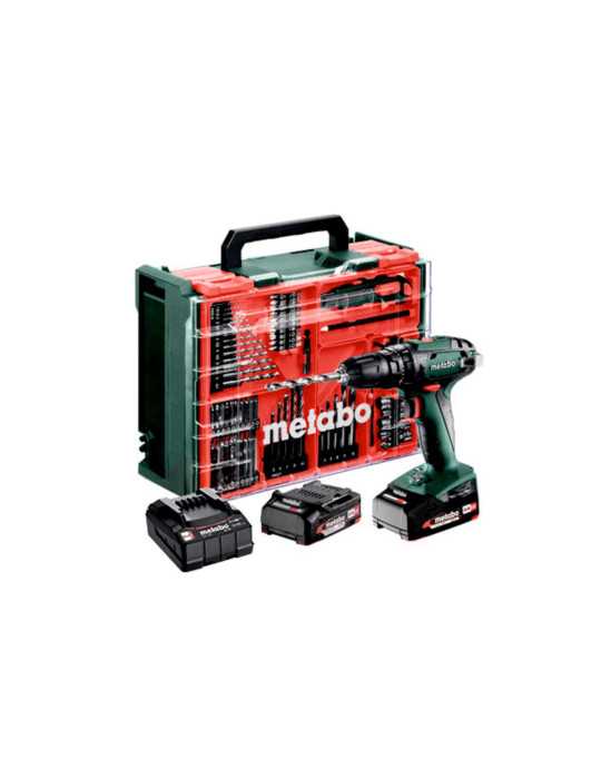 Taladro - Atornillador de Percusion de bateria SB 18 Set Taller portatil METABO