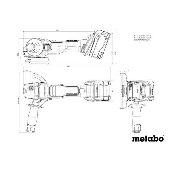 Mini Amoladora de bateria W 18 L BL 9-125 METABO