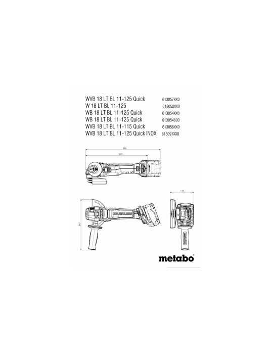 Mini Amoladora de bateria WB 18 LT BL 11-125 Quick METABO