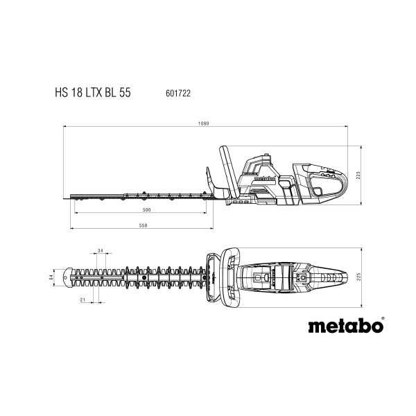 Cortasetos de bateria HS 18 LTX BL 55 METABO