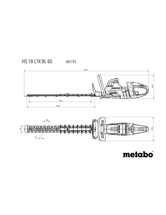 Cortasetos de bateria HS 18 LTX BL 65 METABO