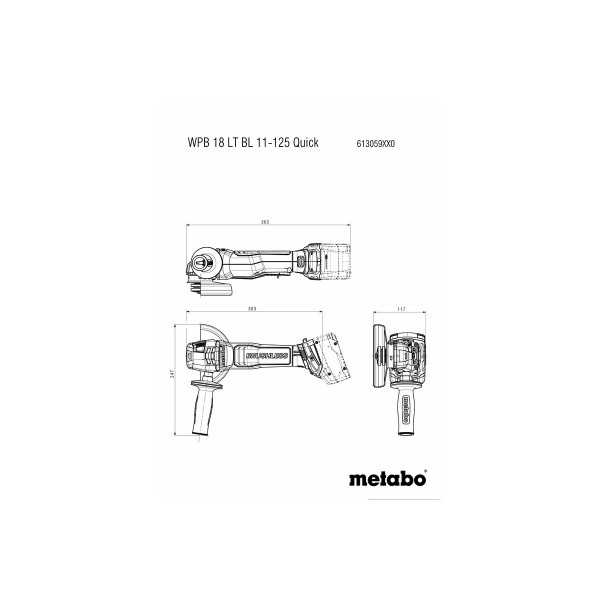Mini Amoladora de bateria WPB 18 LT BL 11-125 Quick METABO