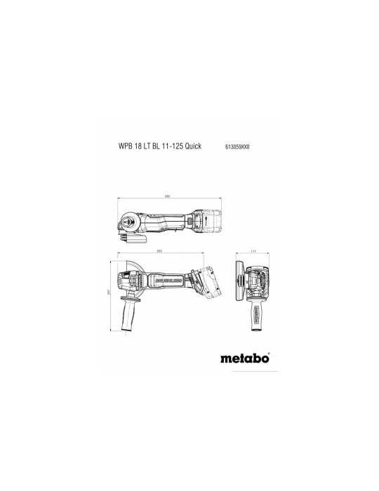 Mini Amoladora de bateria WPB 18 LT BL 11-125 Quick METABO