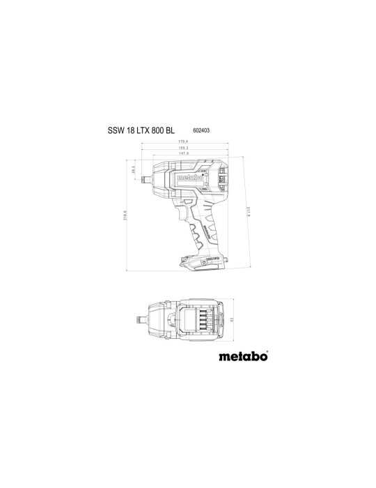 Llaves de Impacto de bateria sin Escobillas SSW 18 LTX 800 BL METABO