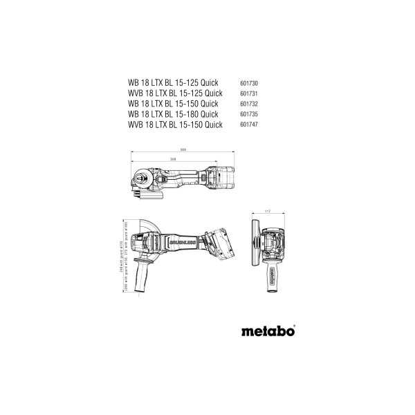 Mini Amoladora de bateria WB 18 LTX BL 15-125 Quick METABO