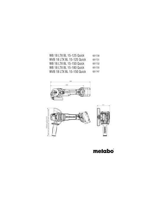 Mini Amoladora de bateria WB 18 LTX BL 15-125 Quick METABO
