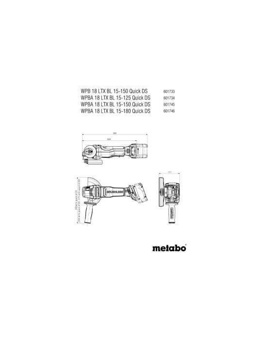 Mini Amoladora de bateria WPBA 18 LTX BL 15-125 Quick DS METABO