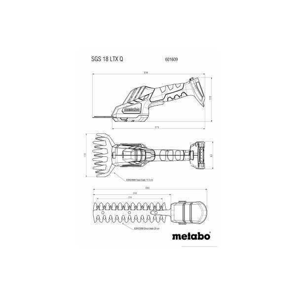 Tijeras Cortasetos y Cortacesped de bateria SGS 18 LTX Q METABO