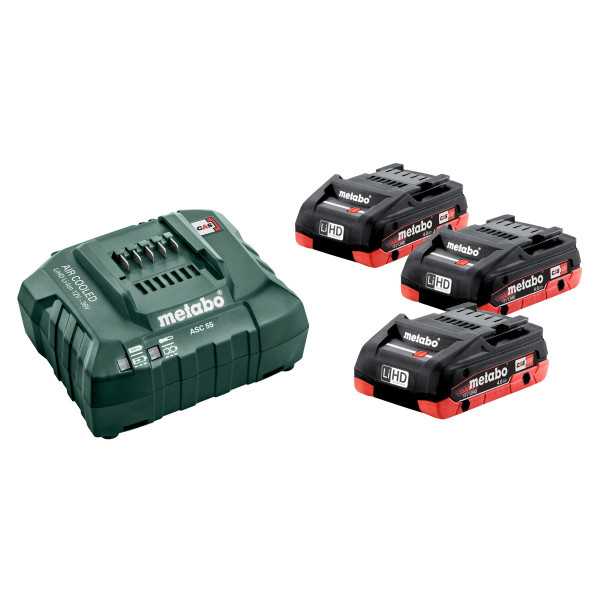 COMBO de baterias + Cargador Basic Set 3x LiHD 4,0 Ah METABO