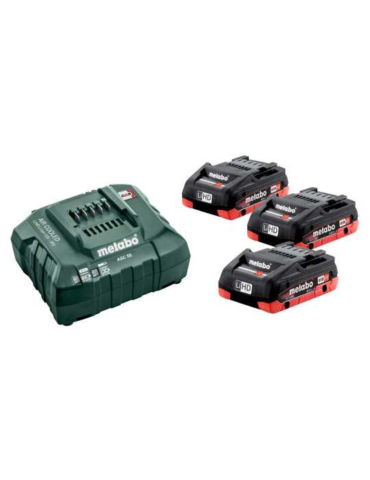 COMBO de baterias + Cargador Basic Set 3x LiHD 4,0 Ah METABO