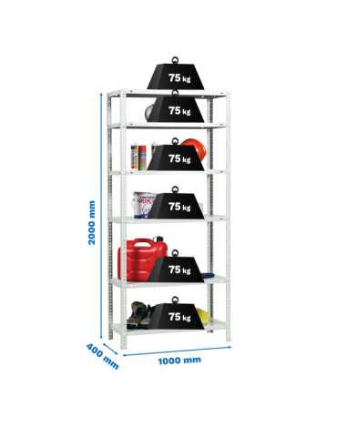 Estanteria 2000x1000x400 ADVANTAGE PLUS 6/400 BLANCO marca SIMONRACK