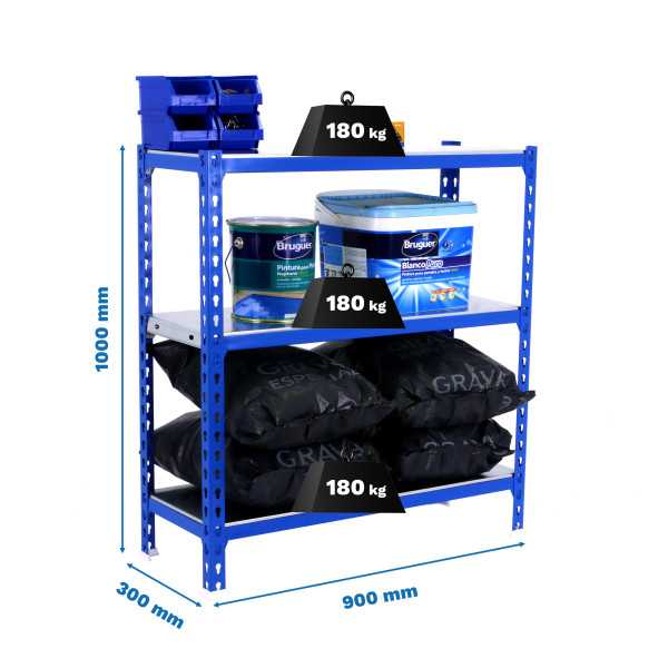 Estanteria 1000x900x300 SIMONCLICK 3/300 1000 AZUL/GALVA marca SIMONRACK