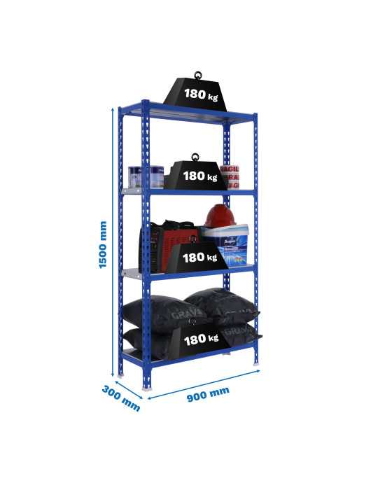 Estanteria 1500x900x300 SIMONCLICK 4/300 1500 AZUL/GALVA marca SIMONRACK