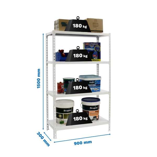 Estanteria 1500x900x300 SIMONCLICK 4/300 1500 BLANCO/BLANCO marca SIMONRACK