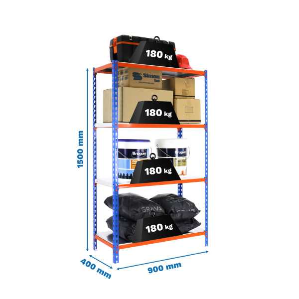 Estanteria 1500x900x400 SIMONCLICK 4/400 1500 AZUL/NARANJA/GALVA marca SIMONRACK