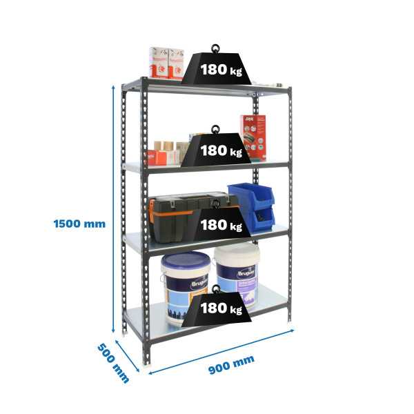 Estanteria 1500x900x500 SIMONCLICK 4/500 1500 ANTRACITA/BLANCO marca SIMONRACK
