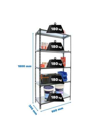 Estanteria 1800x900x300 SIMONCLICK 5/300 ANTRACITA/BLANCO marca SIMONRACK