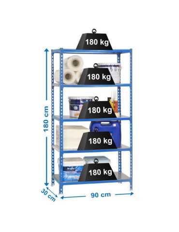 Estanteria 1800x900x300 SIMONCLICK 5/300 AZUL/GALVA marca SIMONRACK