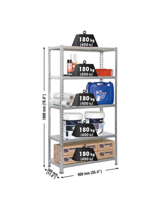 Estanteria 1800x900x300 SIMONCLICK 5/300 GALVA/GALVA marca SIMONRACK
