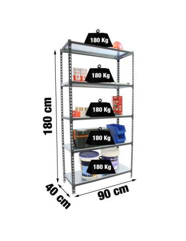 Estanteria 1800x900x400 SIMONCLICK 5/400 ANTRACITA/BLANCO marca SIMONRACK