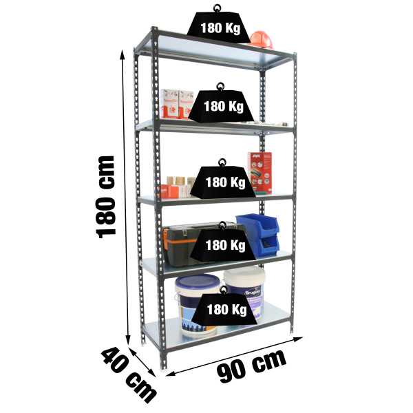 Estanteria 1800x900x400 SIMONCLICK 5/400 ANTRACITA/BLANCO marca SIMONRACK