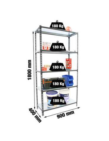 Estanteria 1800x900x400 SIMONCLICK 5/400 ANTRACITA/GALVA marca SIMONRACK