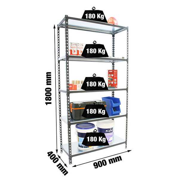 Estanteria 1800x900x400 SIMONCLICK 5/400 ANTRACITA/GALVA marca SIMONRACK