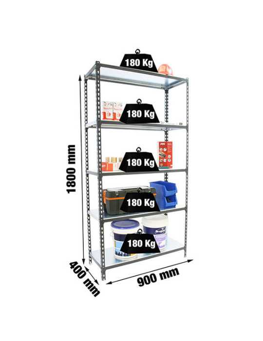 Estanteria 1800x900x400 SIMONCLICK 5/400 ANTRACITA/GALVA marca SIMONRACK