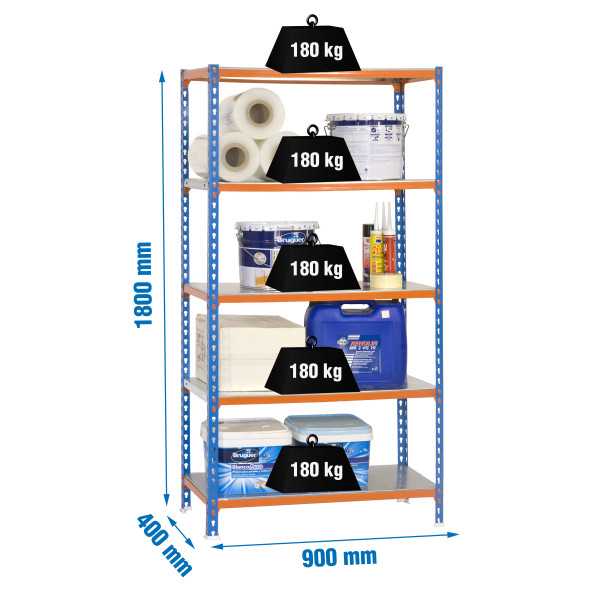 Estanteria 1800x900x400 SIMONCLICK 5/400 AZUL/NARANJA/GALVA marca SIMONRACK