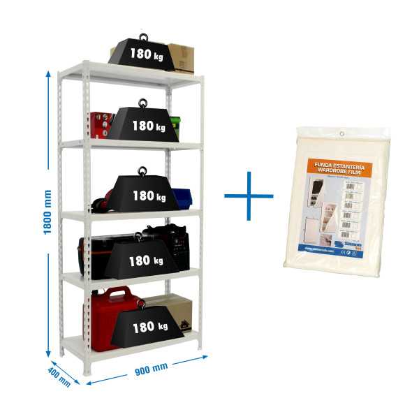 Estanteria 1800x900x400 SIMONCLICK 5/400 BLANCO/BLANCO + FUNDA marca SIMONRACK