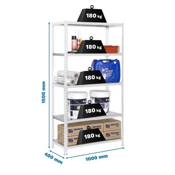 Estanteria 1800x900x400 SIMONCLICK 5/400 BLANCO/GALVA marca SIMONRACK