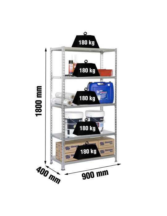 Estanteria 1800x900x400 SIMONCLICK 5/400 GRIS/GRIS marca SIMONRACK