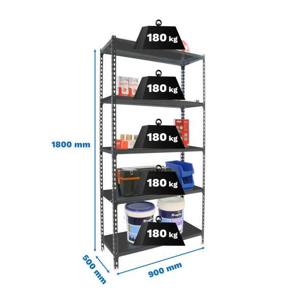 Estanteria 1800x900x500 SIMONCLICK 5/500 ANTRACITA/ANTRACITA marca SIMONRACK