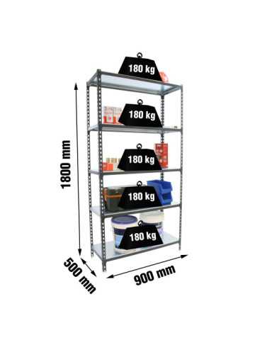 Estanteria 1800x900x500 SIMONCLICK 5/500 ANTRACITA/BLANCO marca SIMONRACK