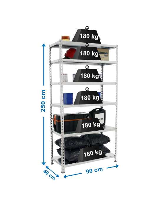 Estanteria 2500x900x400 SIMONCLICK 6/400 GALVA/GALVA marca SIMONRACK