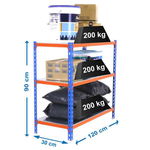 Estanteria 900x1200x300 SIMONCLICK MEGAPLUS 3/300 900 AZUL/NARANJ/GAL marca SIMONRACK