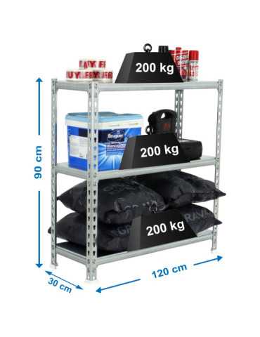 Estanteria 900x1200x300 SIMONCLICK MEGAPLUS 3/300 900 GALVA/GALVA marca SIMONRACK