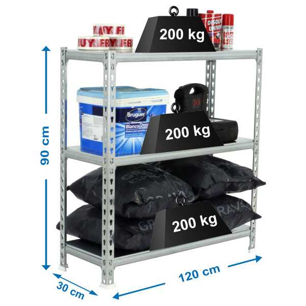 Estanteria 900x1200x300 SIMONCLICK MEGAPLUS 3/300 900 GALVA/GALVA marca SIMONRACK