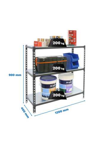 Estanteria 900x1200x400 SIMONCLICK MEGAPLUS 3/400 900 ANTRACITA/GALVA marca SIMONRACK