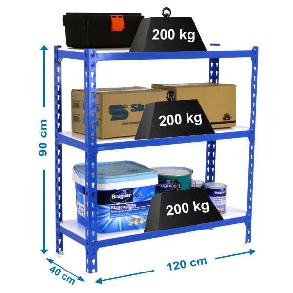 Estanteria 900x1200x400 SIMONCLICK MEGAPLUS 3/400 900 AZUL/BLANCO marca SIMONRACK