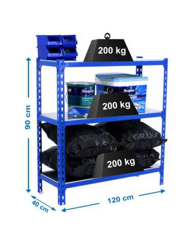 Estanteria 900x1200x400 SIMONCLICK MEGAPLUS 3/400 900 AZUL/GALVA marca SIMONRACK