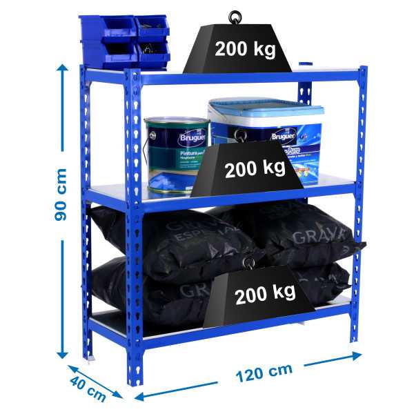 Estanteria 900x1200x400 SIMONCLICK MEGAPLUS 3/400 900 AZUL/GALVA marca SIMONRACK