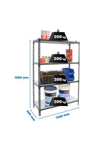 Estanteria 1500x1200x300 SIMONCLICK MEGAPLUS 4/300 1500 ANTRACITA/BLAN marca SIMONRACK