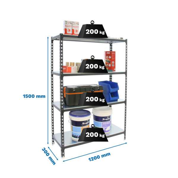 Estanteria 1500x1200x300 SIMONCLICK MEGAPLUS 4/300 1500 ANTRACITA/GALVA marca SIMONRACK
