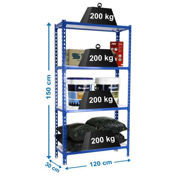 Estanteria 1500x1200x300 SIMONCLICK MEGAPLUS 4/300 1500 AZUL/BLANCO marca SIMONRACK