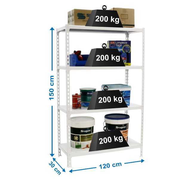 Estanteria 1500x1200x300 SIMONCLICK MEGAPLUS 4/300 1500 BLANCO/BLANCO marca SIMONRACK